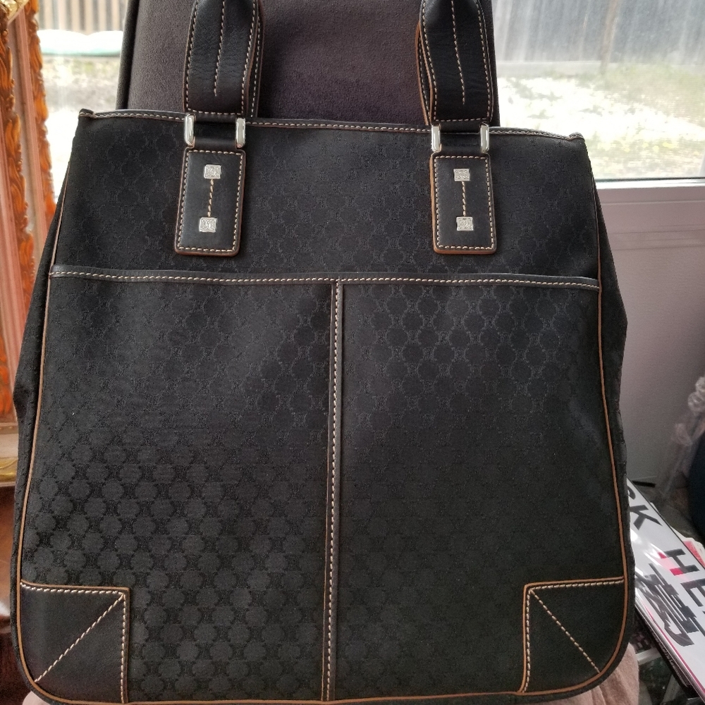 Celine Canvas, Leather Trim Tote